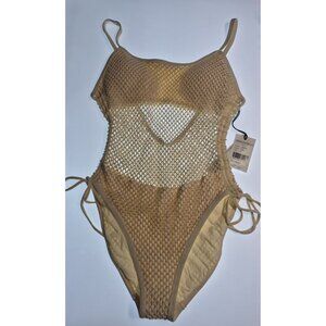 Robin Piccone Pua One Piece Swimsuit Size 8 Beige Tropical Designer Swimwear